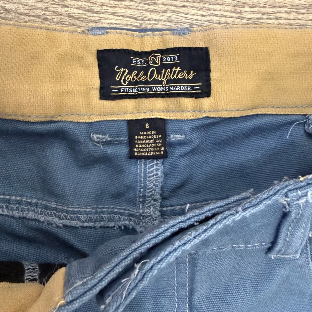 Noble Outfitters Womens Blue Canvas Utility Work Shorts Size 8 Cargo Pocket - Picture 3 of 7
